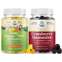Πακέτο Φυτικών Ωμέγα 3 Gummies για τα παιδιά και Φυσικό Cranberry Gummies για τις γυναίκες και τους άνδρες - για την όραση Ανοσία και Focus Υποστήριξη - για την υγεία των ουροφόρων πτηνών