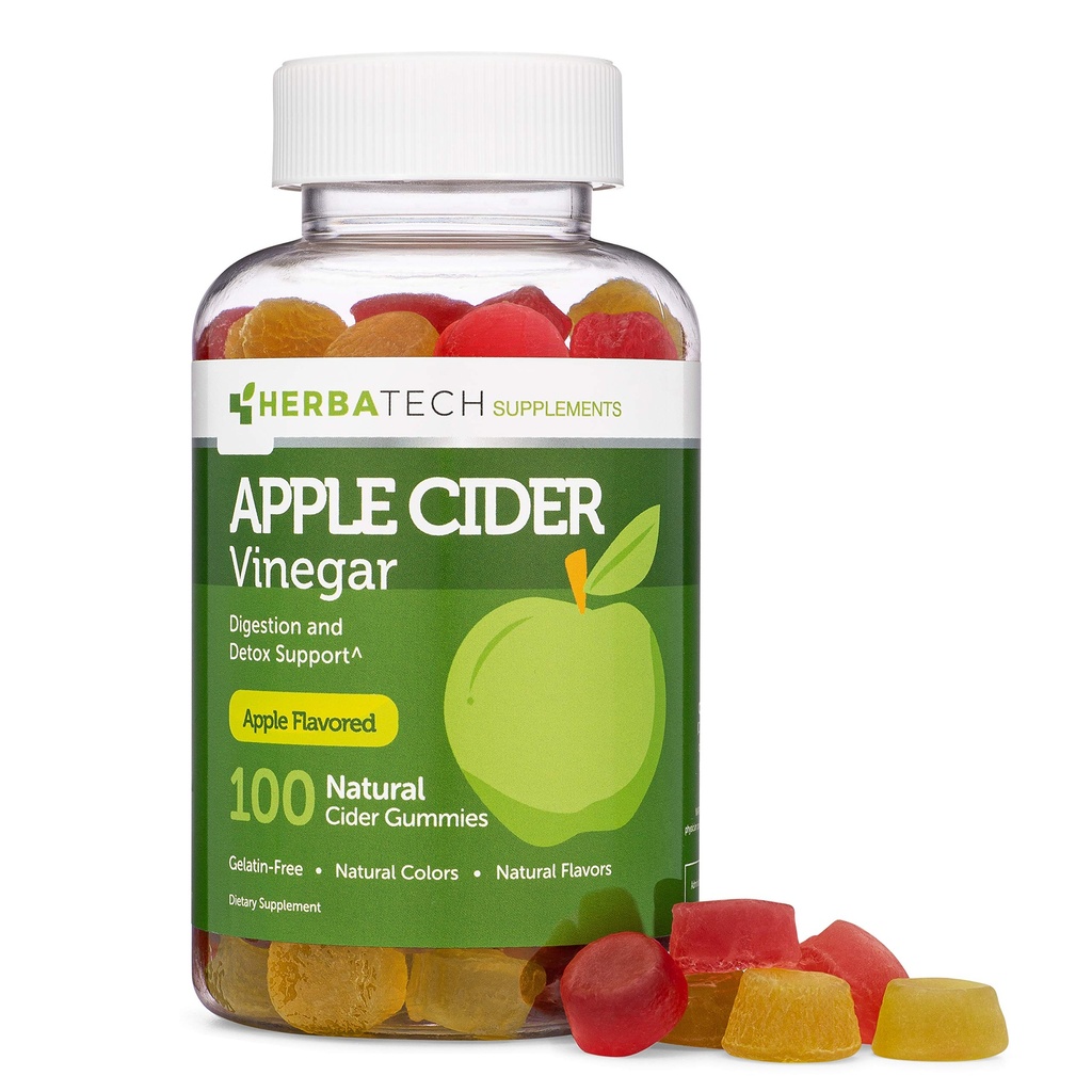 Τσίχλες μηλίτη (Keto Friendly) με τη μητέρα (100 Gummies, Extra Large Bottle) για το Digestion και το Detox, ενισχυμένο με εκχύλισμα πιπεριού (Chewable, Made in The USA, Gluten Free)