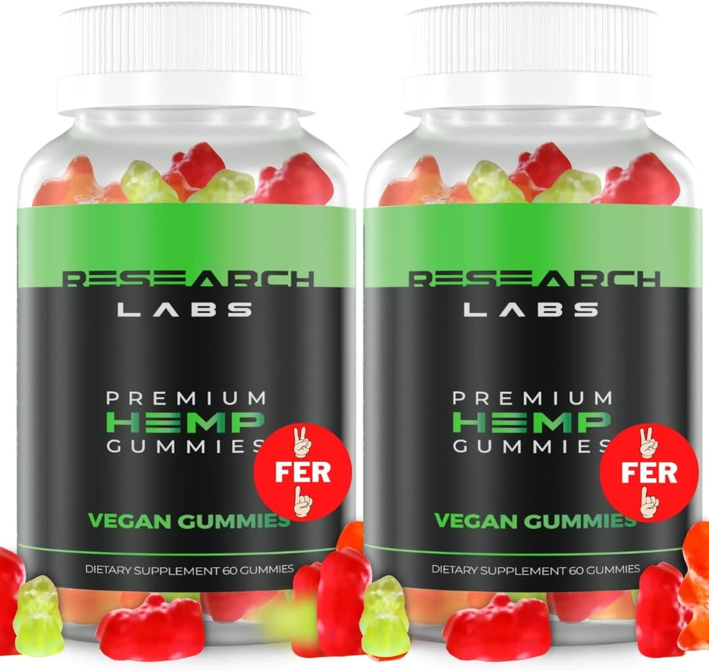 Research Labs - Premium Hemp Gummies 120 Count, 2 Fer 1 Ad. Advanced Formula με 500.000 Extract Blend. Φυσικό - Βοηθά το σώμα πόνους, ανησυχία και να αισθάνονται ήρεμοι