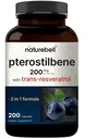 NatureBell Pterostilbene 200 mg Per Serving with Trans-Resveratrol – 200 Capsules – 2-in-1 Antioxidant Polyphenol Formula* – Non-GMO