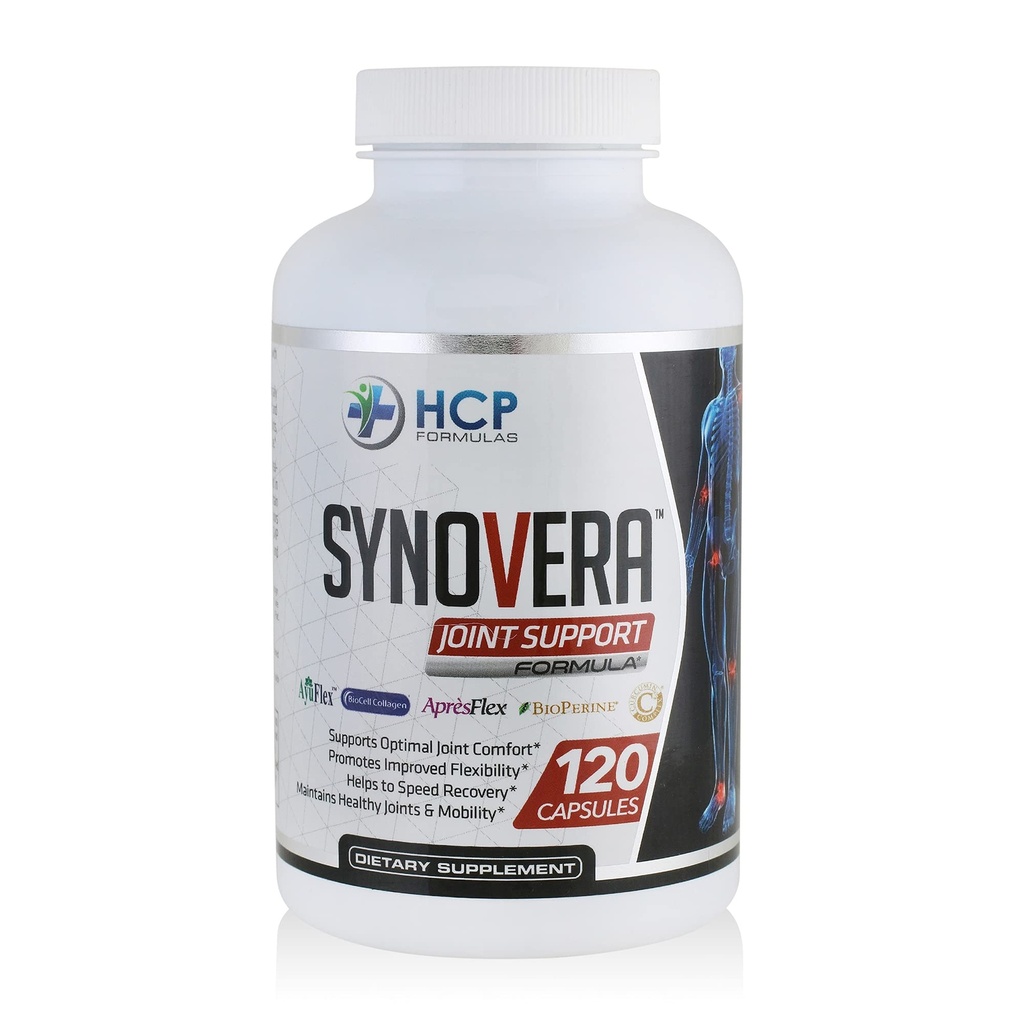 Synovera - Κοινό Συγκρότημα Υποστήριξης με Turmeric Extract & Collagen - Κινητικότητα & Ευελιξία - Υγιεινές αρθρώσεις, Tendon, Ligament, και Synovial Tissue - Συμπλήρωμα Διατροφής - 120 Caps