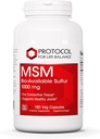 Protocol MSM Bioavailable Sulfur - 1,000mg - Supports Joint Health & Healthy Hair, Skin & Nails* - Vegan & Non-GMO - 180 Veg Capsules