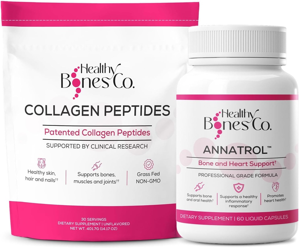Annatrol Bone Support & FORTIBONE Collagen Peptides w/FORTIGEL, VERISOL και TENDOFORTE - Πλήρης Οστά, αρθρώσεις, δέρμα, νύχια, μεταβολική υποστήριξη 