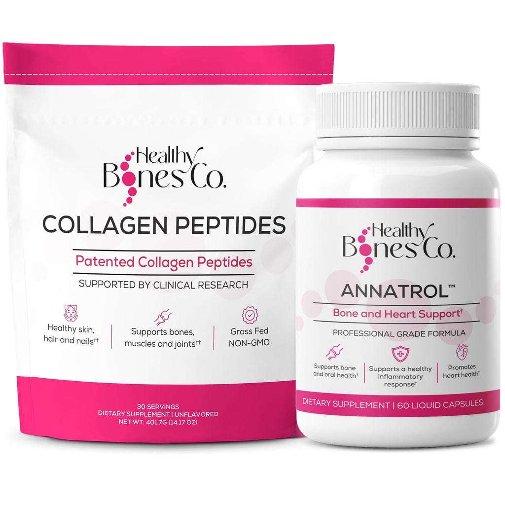Annatrol Bone Support & FORTIBONE Collagen Peptides w/FORTIGEL, VERISOL και TENDOFORTE - Πλήρης Οστά, αρθρώσεις, δέρμα, νύχια, μεταβολική υποστήριξη 