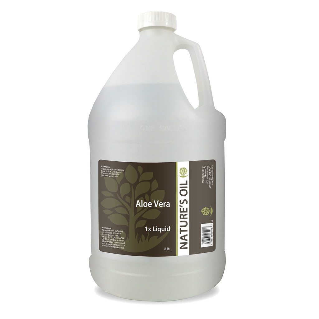 Nature's Oil Aloe Vera Liquid 1x, 8lbs (1 Gallon) Pure Aloe Extract for Skin Care, Hair Care και DIY Personal Care