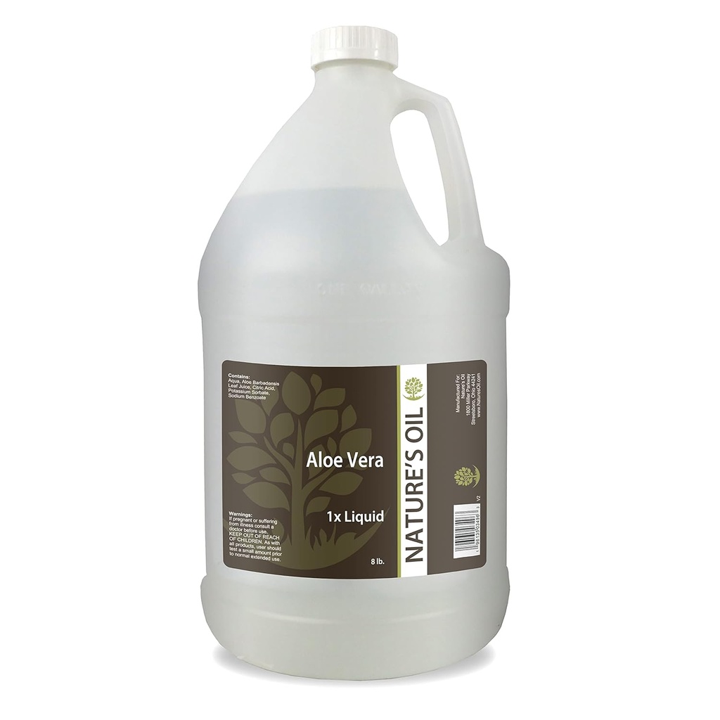 Nature's Oil Aloe Vera Liquid 1x, 8lbs (1 Gallon) Pure Aloe Extract for Skin Care, Hair Care και DIY Personal Care