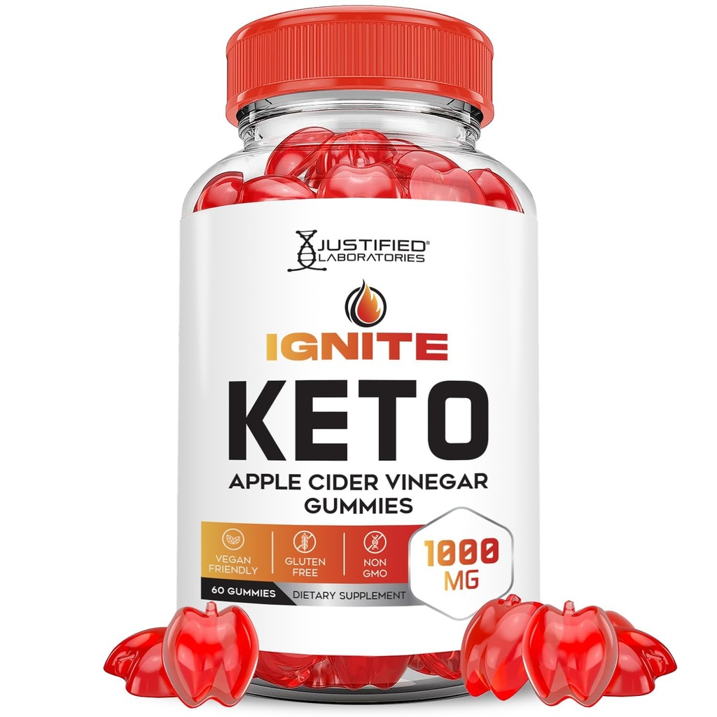 Ignite Keto ACV Gummies Advanced 1000MG Ignite Keto Gummies Formula Apple Cider Vinegar Formulated with Pomegranate Beet Juice Powder B12 Vegan Non GMO 60 Gummys