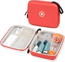 Fukumi Hard Travel Case for Asthma Inhaler, Inhaler Spacer Case for Kids and Adults, Masks, Assthma Accessories Case with Mesh Pocket for Medicine and Other Accessories, Red (Case Only)