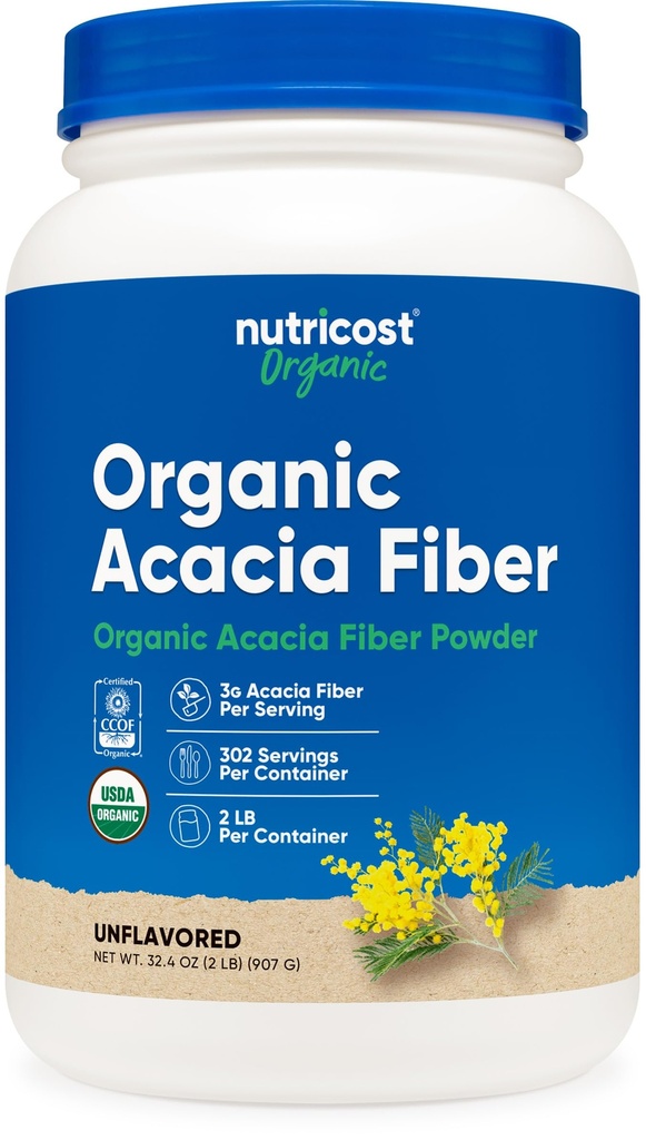 Nutricost Organic Acacia Fiber Powder (2 LB) - USDA Certified Organic, Μη ΓΤΟ, Χωρίς γλουτένη