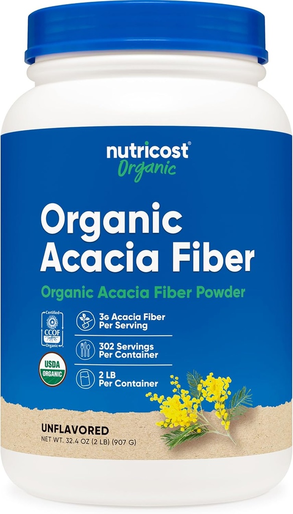 Nutricost Organic Acacia Fiber Powder (2 LB) - USDA Certified Organic, Μη ΓΤΟ, Χωρίς γλουτένη