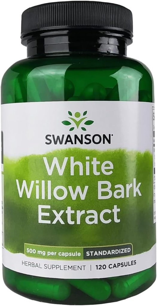 Swanson White Willow Bark Extract - Προωθεί την κοινή υποστήριξη και ανακούφιση των μυών - Τυποποιημένη σε 15% Salicin - Φυσικό συμπλήρωμα με μη ερεθισμό στο στομάχι - (120 κάψουλες, 500mg το καθένα)