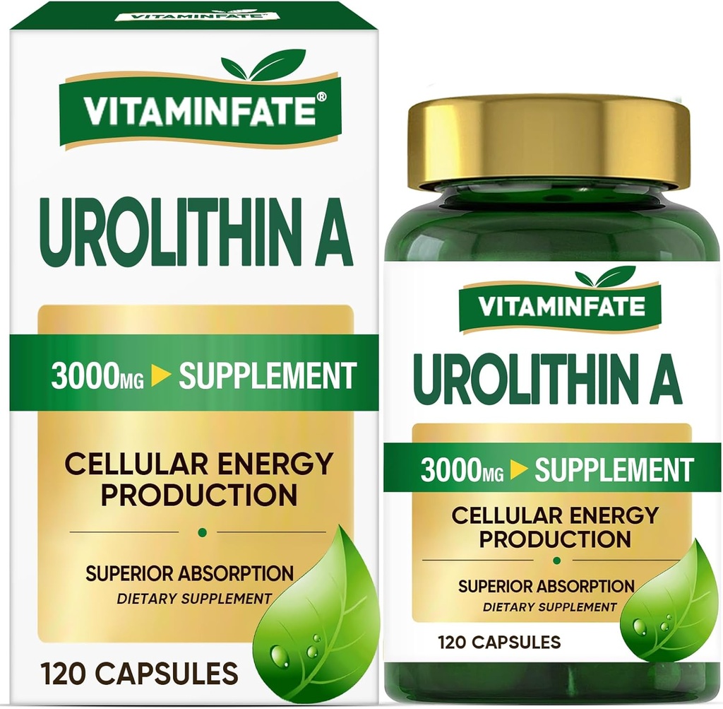 3000 MG Ουρολιθίνη Ένα συμπλήρωμα - 120 κάψουλες Υποστηρίζει Αντιοξειδωτικό, Ενισχυμένη Υγιεινή Γήρανση, Μιτοχονδριακό, Επισκευή κυττάρων για άνδρες και γυναίκες
