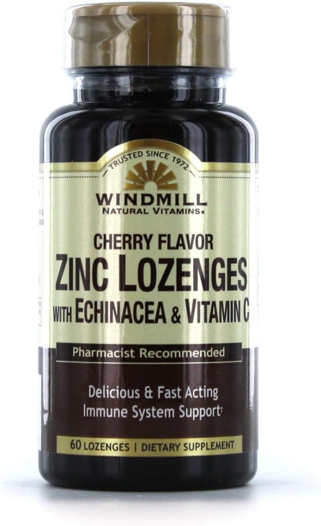 Ανεμόμυλος Βιταμίνες Zinc Lozenges Με Echinacea & βιταμίνη C - Cherry Flavor, 60 Lozenges, 60 Servings, 60 Count
