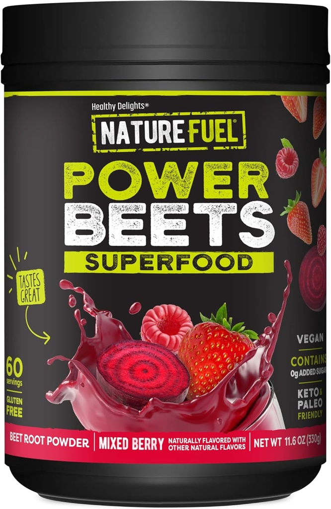 Nature Fuel Power Beets Powder, Delicious Mixed Berry, Συμπυκνωμένο Superfood Supplement, Υποστηρίζει Κυκλοφορία, Φυσική Ενέργεια & Σταματίνα, Μη ΓΤΟ, 60 Υπηρεσίες (Packaging May Vary)