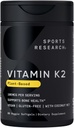 Sports Research® Βιταμίνη K2 ως MK-7 100mcg με λάδι καρύδας MCT - 60 Veggie Softgels (2 Μήνες προσφοράς) Vegan Πιστοποιημένο, μη ΓΤΟ Επαληθευμένο, Χωρίς γλουτένη & σόγια