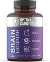 Optimal Carnivore Lions Mane Mushroom συμπλήρωμα & Beef Brain, Ισχυρό Nootropics συμπλήρωμα υποστήριξης εγκεφάλου, Συμπληρώματα εγκεφάλου για τη μνήμη και εστίαση, 180 κάψουλες