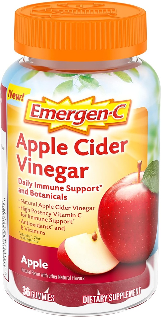 Emergen-C μηλίτη μηλίτη μηλίτη Βιταμίνη C Gummies, συμπλήρωμα διατροφής για την υποστήριξη του ανοσοποιητικού, Apple - 36 Count
