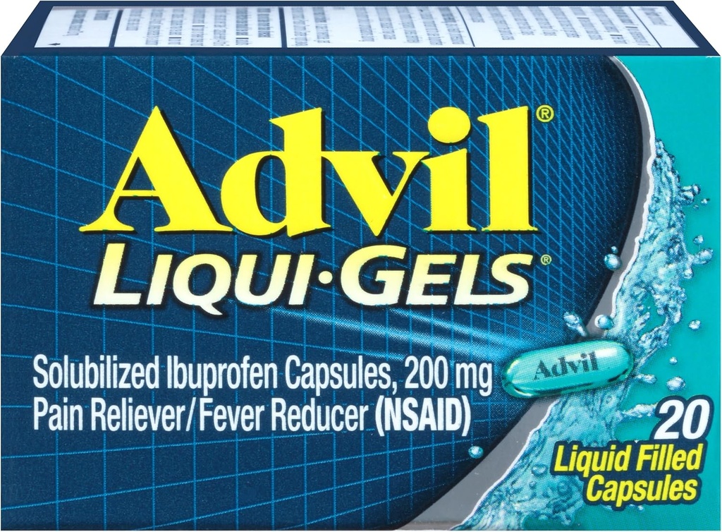 Advil Pain Reliever/Fever Reducer Liqui- Gels 200mg - 20 ct, Συσκευασία των 3