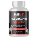 BuffK-9 True Champ 2.0 συμπλήρωμα οικοδόμησης μυών για σκύλους, κάψουλες υποστήριξης σκύλων με βιταμίνη B6 B12 Ashwagandha Folate για τους μυς, οστά και κοινή υποστήριξη, 30 κάψουλες Veg