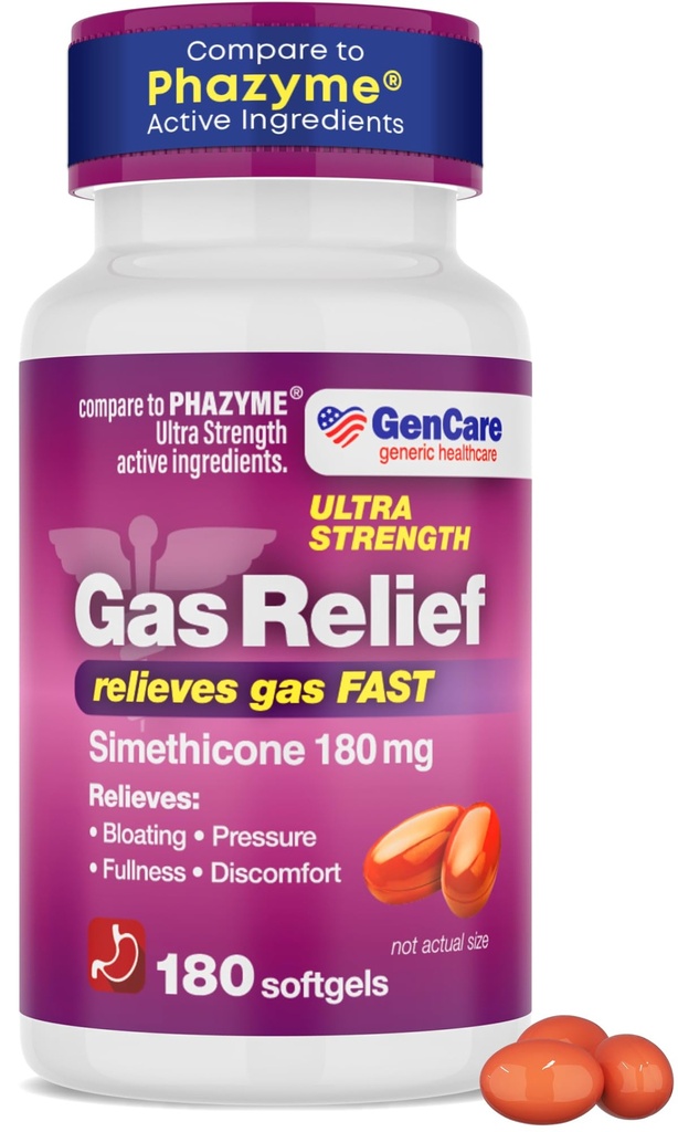 GenCare - Ultra Strength Simethicone Gas Relief 180 mg (180 Softgels) 