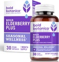 Τολμηρό Botanica Elderberry Plus - 65x συμπυκνωμένο εκχύλισμα Black Elderberry με ψευδάργυρο & βιταμίνη C για καθημερινή ανοσοποιητική υποστήριξη & εποχιακή ευεξία - μη-GMO, 30 κάψουλες Vegan