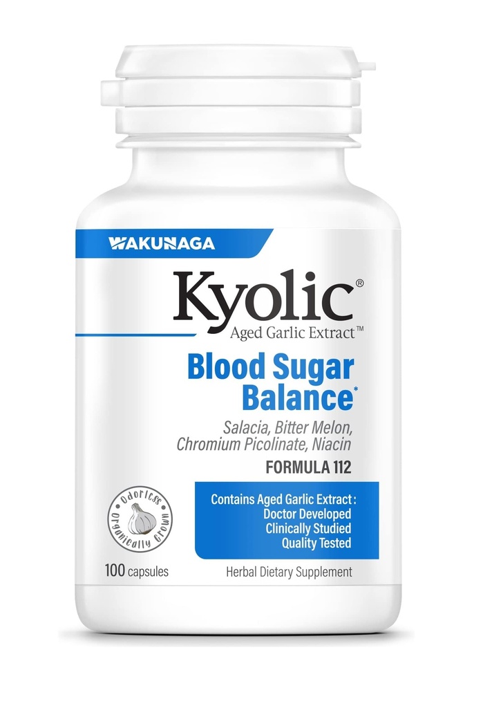 Kyolic Aged Garlic Extract Formula 112, Blood Sugar Balance*, 100 Capsules