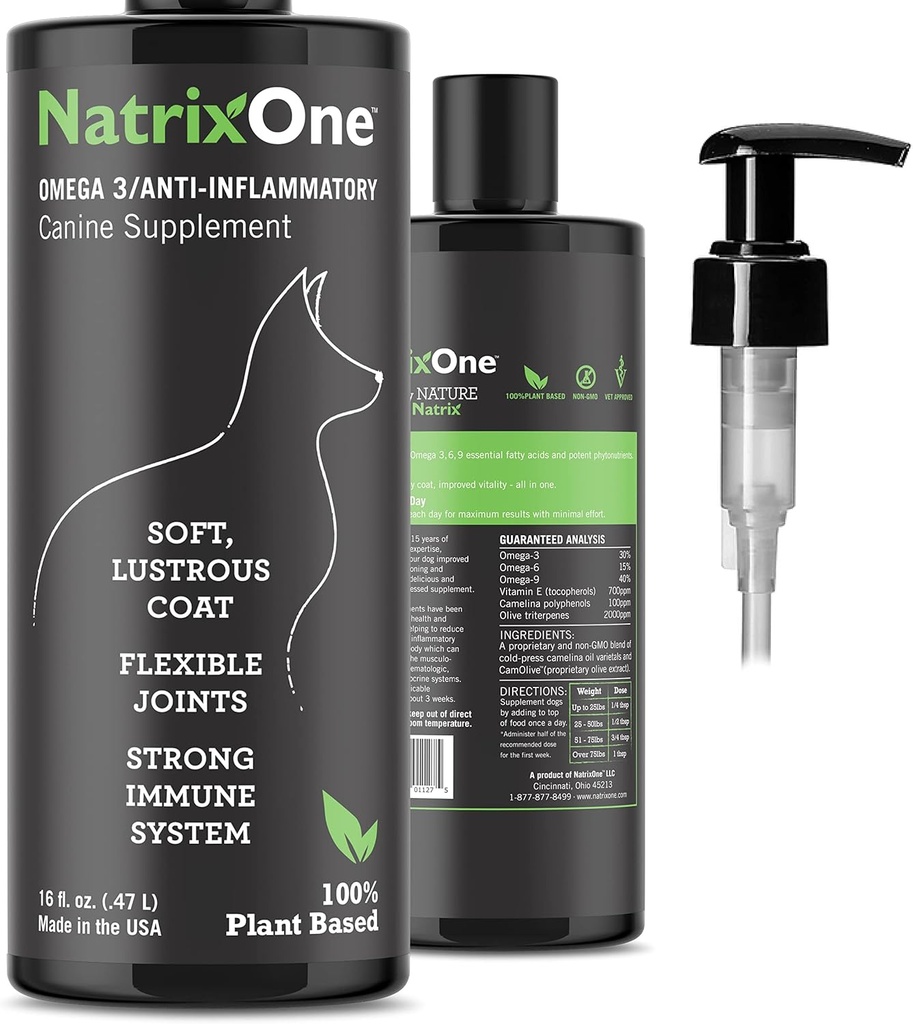 100% Pure Camelina Oil for Dogs, 16 oz - Dog Skin and Coat Supplement All-Φυσικό Συμπληρώματα, Καρδιά Υποστήριξης, αρθρώσεις, Παλτά, Δέρμα και Αντιφλεγμονώδη, Προστατευτική Φροντίδα - Ωμέγα 3 από NatrixOne