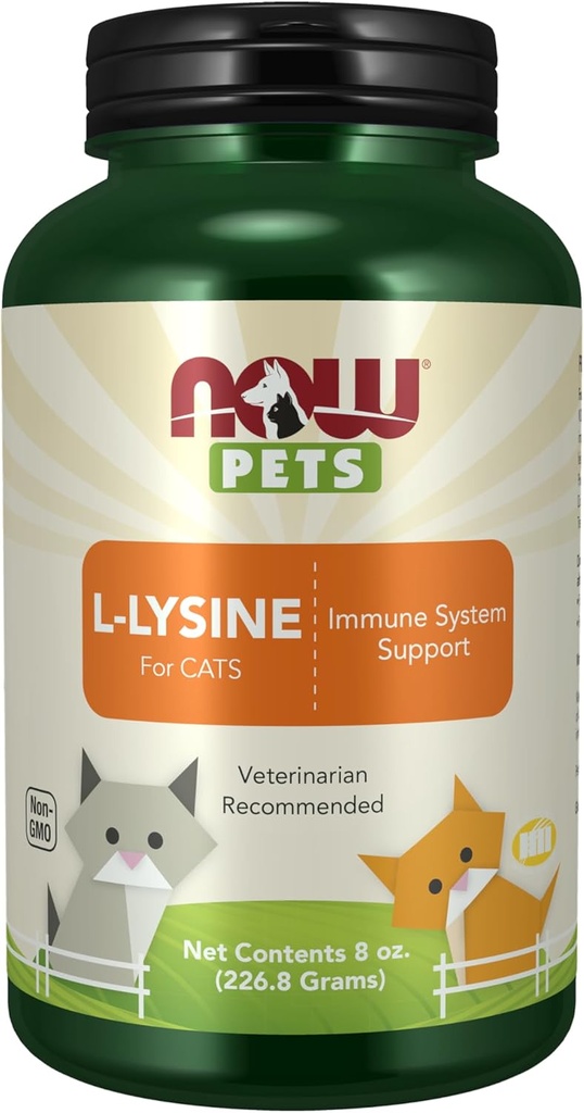 ΤΩΡΑ Pet Health, L-Lysine συμπλήρωμα, σκόνη, Formulated for Cats, NASC Certified, 8-Ounce