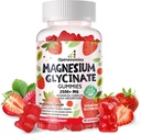 Γλυκινικό Μαγνήσιο Glycinate Gummies 2500mg - Συμπλήρωμα μαγνησίου χωρίς ζάχαρη με βιταμίνη D, B6, CoQ10 για υποστήριξη ηρεμίας & ύπνου - 90 Gummies Φράουλα