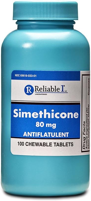 Αξιόπιστη 1 Σιμεθικόνη 80mg Anti- Gas 100 δισκία μέντας (1 φιάλη)