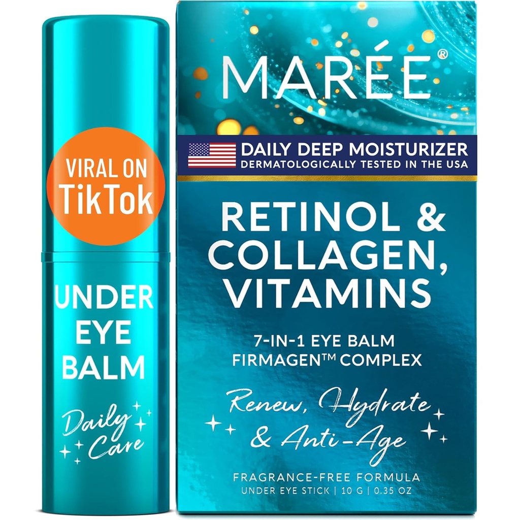 MAREE Under Eye Balm Stick with Retinol & Ceramide Complex - Ενυδατικό προσώπου για σκοτεινούς κύκλους & ρυτίδες - Brightener Stick ματιών, Anti Wrinkle Hydrating Face Skincare