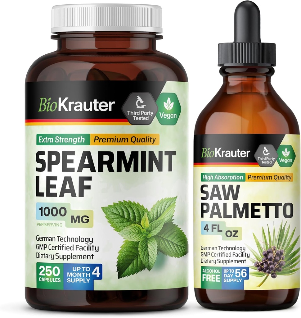 BIO KRAUTER Spearmint 250 Κάψουλες & Saw Palmetto Βάμμα 4 Fl. Oz.