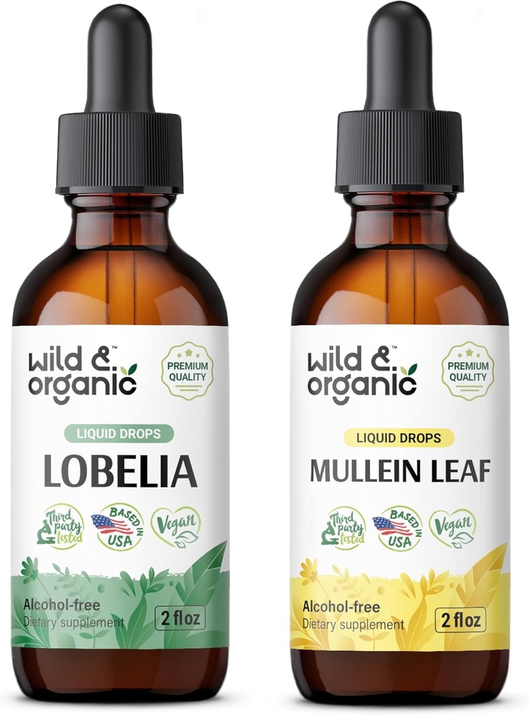 Άγρια & οργανική Lobelia Βάμμα 2 fl oz & Mullein Βάμμα 2 fl oz