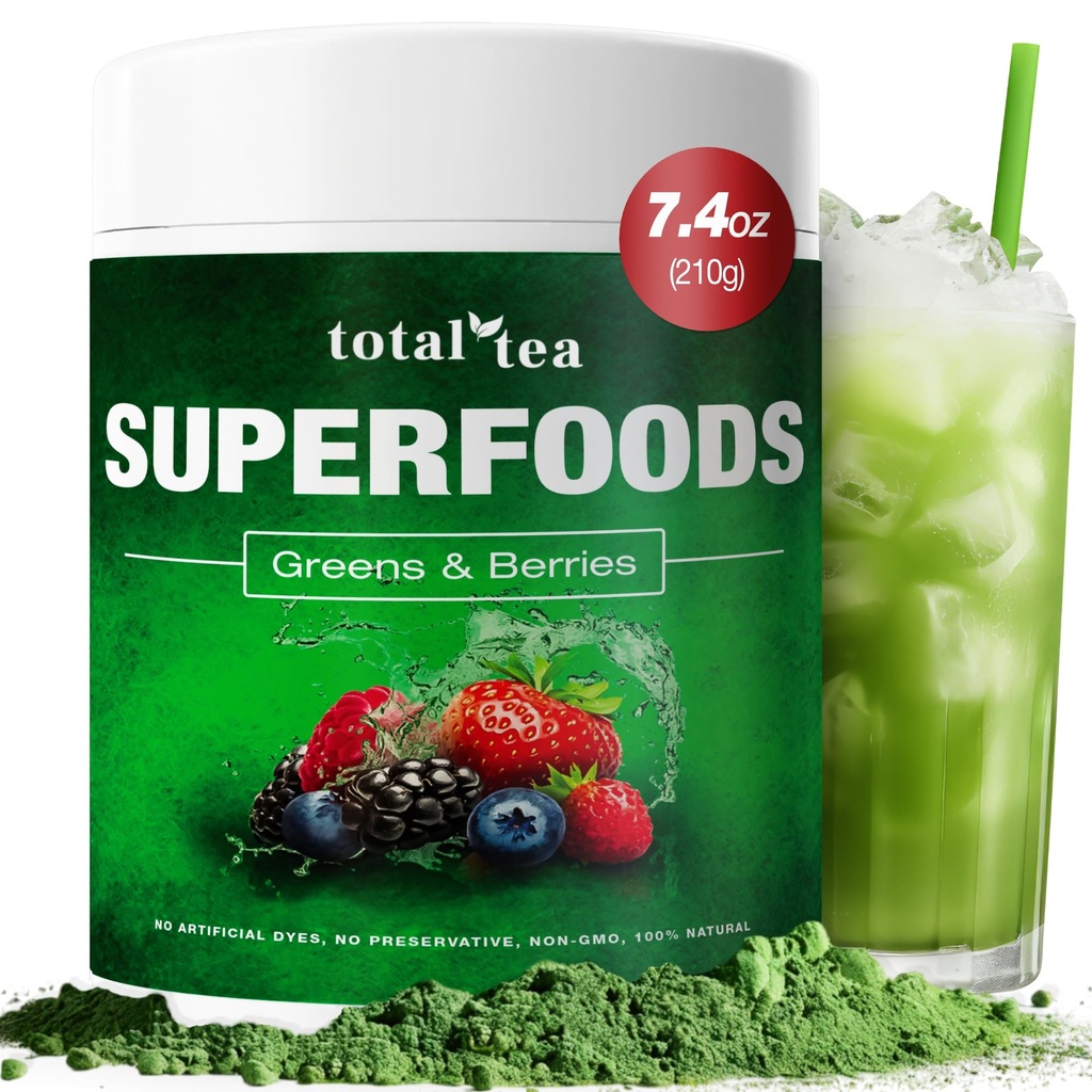 Total Tea Green Powder for Energy & Digestive Health with Turmeric, Amla Powder & Vitamin C - 30 Εξυπηρετήσεις
