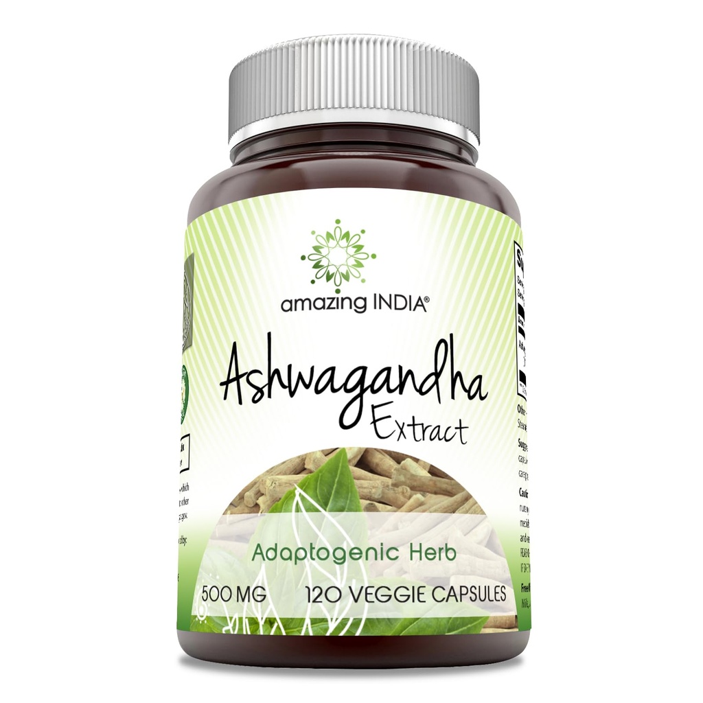 Amazing India Ashwagandha 500 mg Veggie Κάψουλες συμπλήρωμα 