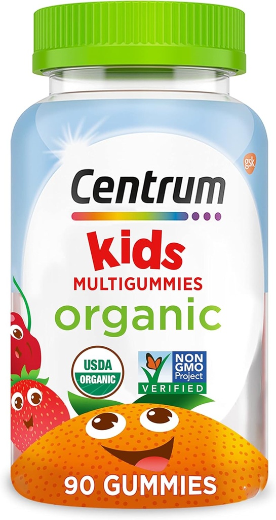 Centrum Παιδικά οργανικά Multigummies, παιδιά Multivitamin Gummies, οργανική πολυβιταμίνη για παιδιά με ουσιαστικά θρεπτικά συστατικά για την υποστήριξη του ανοσοποιητικού, λειτουργία μυών, και την υγεία του εγκεφάλου - 90 κόμης