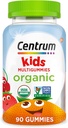 Centrum Παιδικά οργανικά Multigummies, παιδιά Multivitamin Gummies, οργανική πολυβιταμίνη για παιδιά με ουσιαστικά θρεπτικά συστατικά για την υποστήριξη του ανοσοποιητικού, λειτουργία μυών, και την υγεία του εγκεφάλου - 90 κόμης