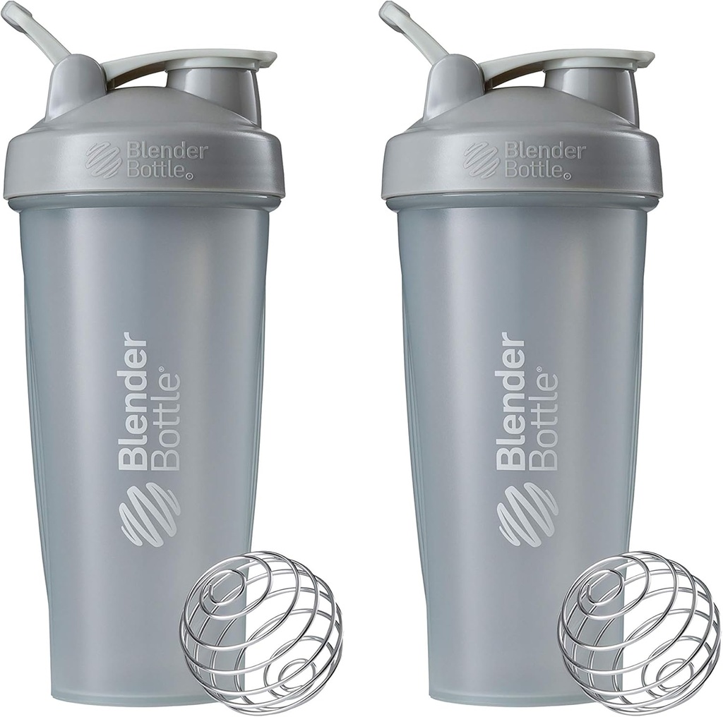 BlenderBottle Classic Shakeer μπουκάλι Ιδανικό για τις ανακινήσεις πρωτεϊνών και πριν την προπόνηση, 28-Ounce (2 Pack), Pebble Γκρι