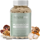 Simpleme Multi-Mushroom Supplement - Complex for Brain, Immune Support, Nootropics - Performance Blend with Lions Mane, Turkey Tail, Reishi, Cordyceps, Chaga, Maitake, Shiitake, and More - 60 Κάψουλες
