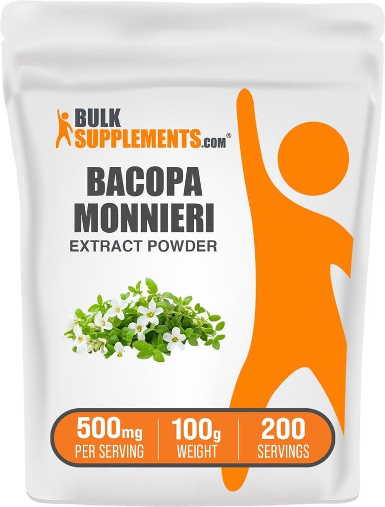 BulkSupplementals.com Bacopa Extract Powder - συμπλήρωμα Bacopa Monnieri, συμπλήρωμα βοτάνων - Vegan & Gluten Free, 500mg ανά Σερβίρισμα, 100g (3.5 oz) (πακέτο του 1)