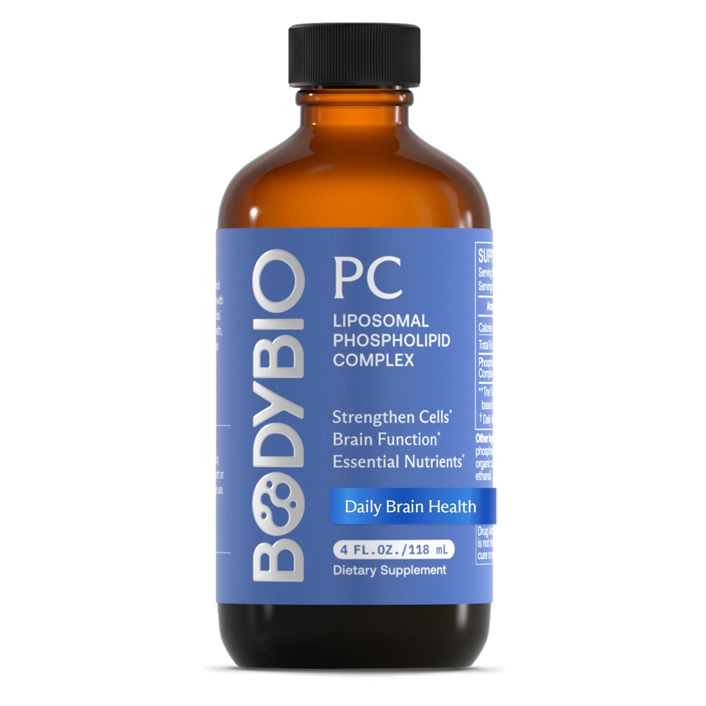 BodyBio PC - Phosphatidylcholine for Brain Health, Mental Clarity, Cognitive Function, Cellular Repair & Healthy Aging, Phospholipid Complex Supplement for Gentle Daily Detox 4 FL OZ