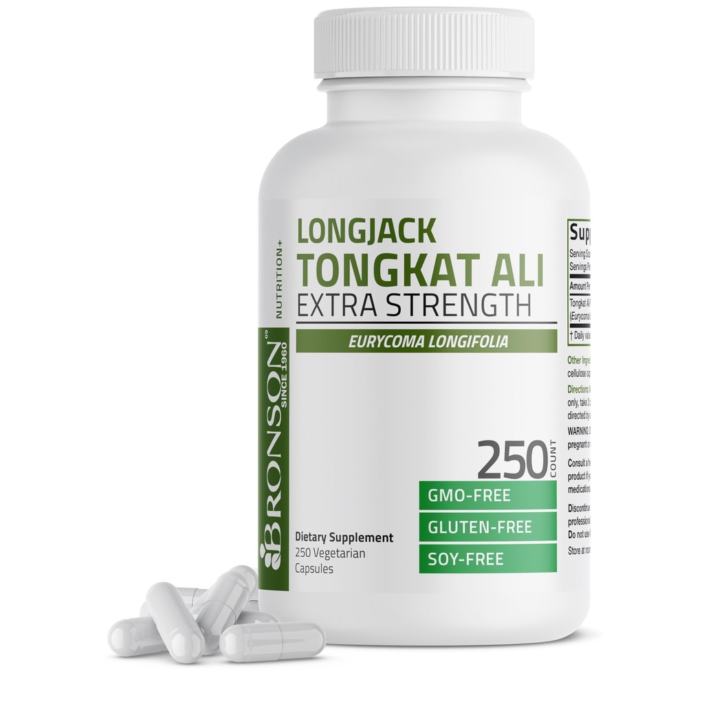 Bronson Longjack Tongkat Ali επιπλέον δύναμη, 250 κάψουλες χορτοφάγων