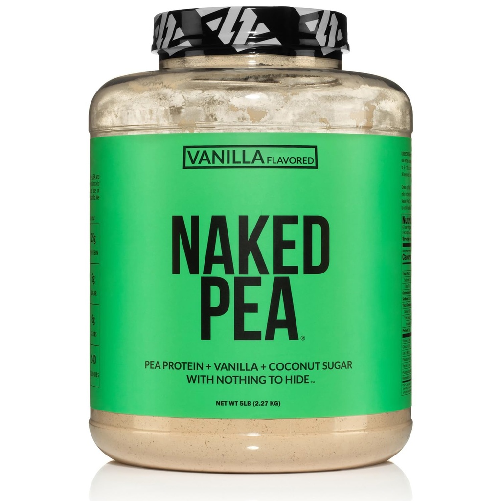 NAKED Pea - Vanilla Pea Protein - Pea Protein Isolate from North American Farms - 5lb Bulk, Plant Based, Vegetarian & Vegan Protein. Εύκολα Digest, Μη ΓΤΟ, Χωρίς γλουτένη, Χωρίς λακτόζη, Χωρίς σόγια