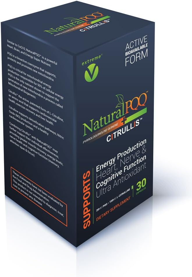 NaturalPQQ - Μιτοχονδριακή ενέργεια Nitric Oxide Booster - Citrullis για την εκτεταμένη ενέργεια. 20mg (Pyrroloquinoline Quinone)