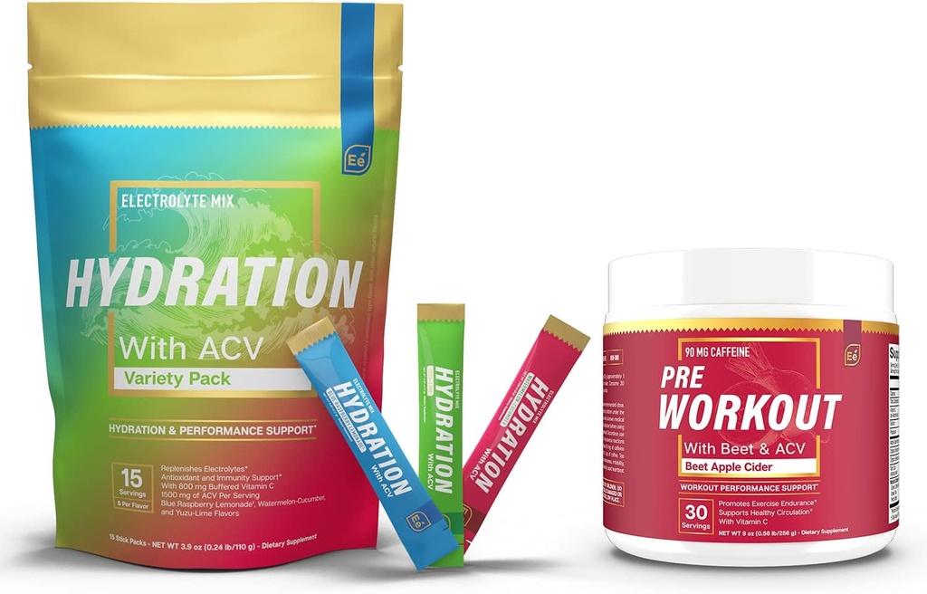 Σακουλάκια σκόνης χωρίς ζάχαρη - 15 πακέτα Stick & PreWorkout σκόνη με ACV 
