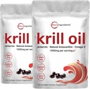 2 Pack Ανταρκτική Krll Oil συμπλήρωμα, 1000mg ανά υπηρεσία, 120 Soft-Gels κάθε ένα, πλούσιο σε Omega-3s, EPA, DHA & Ασταξανθίνη, υποστηρίζει την υγεία του εγκεφάλου, Premium Krill Oil κάψουλες υγρό Softgels