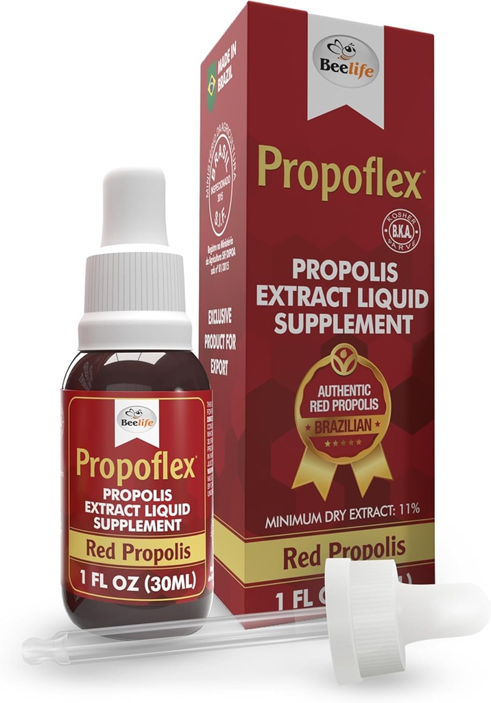 Beelife Red Bee Propolis Extract, 100% Pure Extract Bee Propolis Tincture, High Artepillin-C Levels - Natural Immune Support- from Brazil, Certified ISO 22000, Kosher (30ml/ 1Fl.Oz)