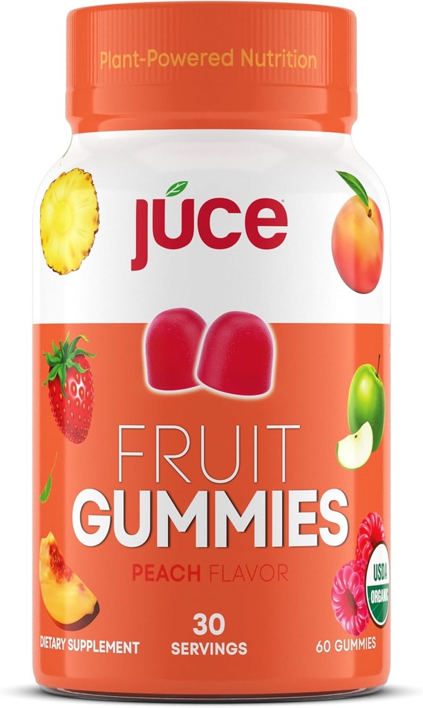 Juce Fruit Gummies with Peach Flavor - Superfood Gummies Απολαύσεις για Βέλτιστη Υγεία Από Terra Kai Organics