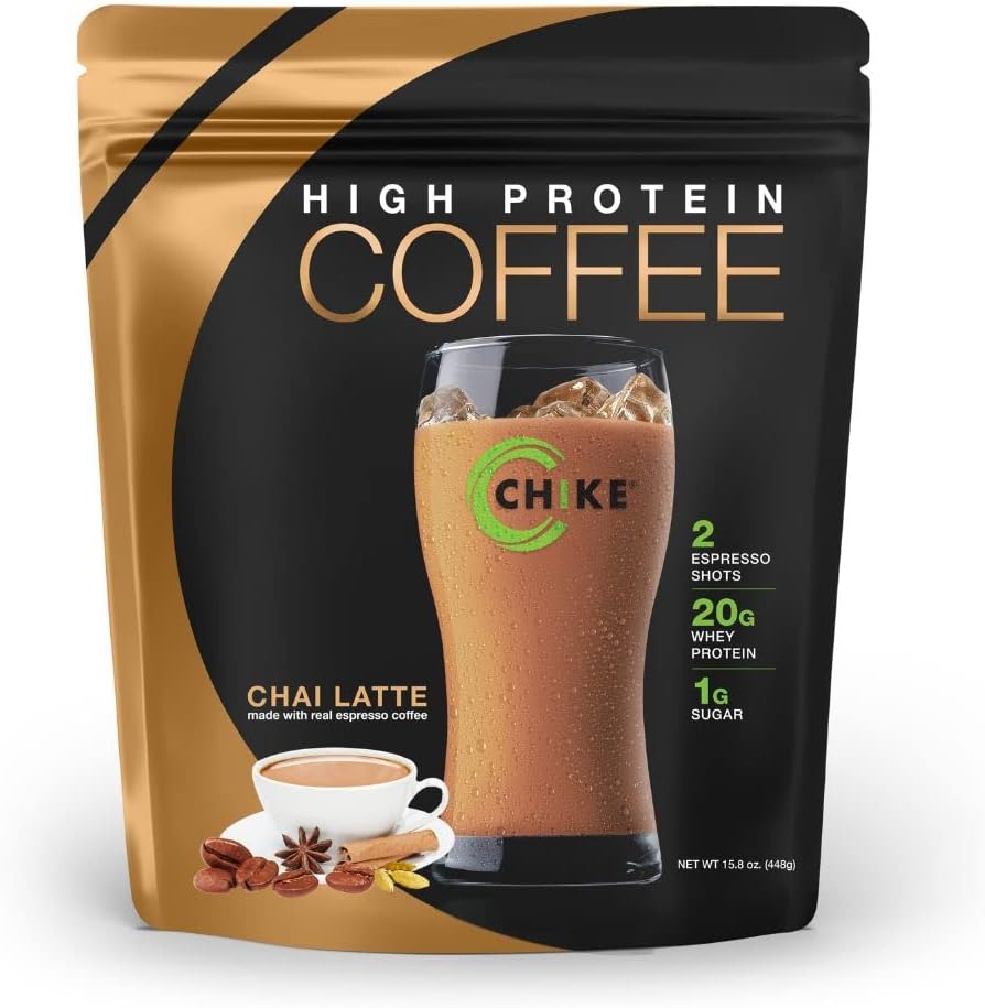 Chike Chai Latte υψηλής πρωτεΐνης Iced καφέ, 20 G πρωτεΐνη, 2 σφηνάκια Espresso, 1 G ζάχαρη, Keto φιλικό και χωρίς γλουτένη, 14 εξυπηρετούν (16 ουγγιά)