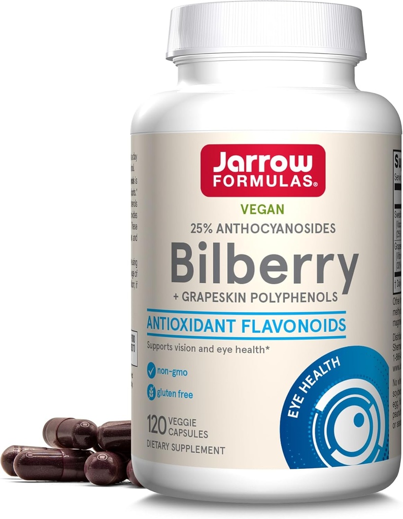 Jarow Formulas Bilberry & Grapeskin Πολυφαινόλες κάψουλες - 120 Count - Bilberry συμπλήρωμα για τα μάτια - Αντιοξειδωτικό συμπλήρωμα - για την υγεία των ματιών - Vegan - μη ΓΤΟ